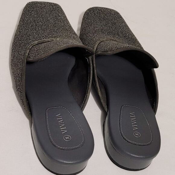 Vivaia Square-Toe Mules Slip-On Lightweight Charcoal Gray Womens Size US 8 EU 39 - Picture 4 of 9